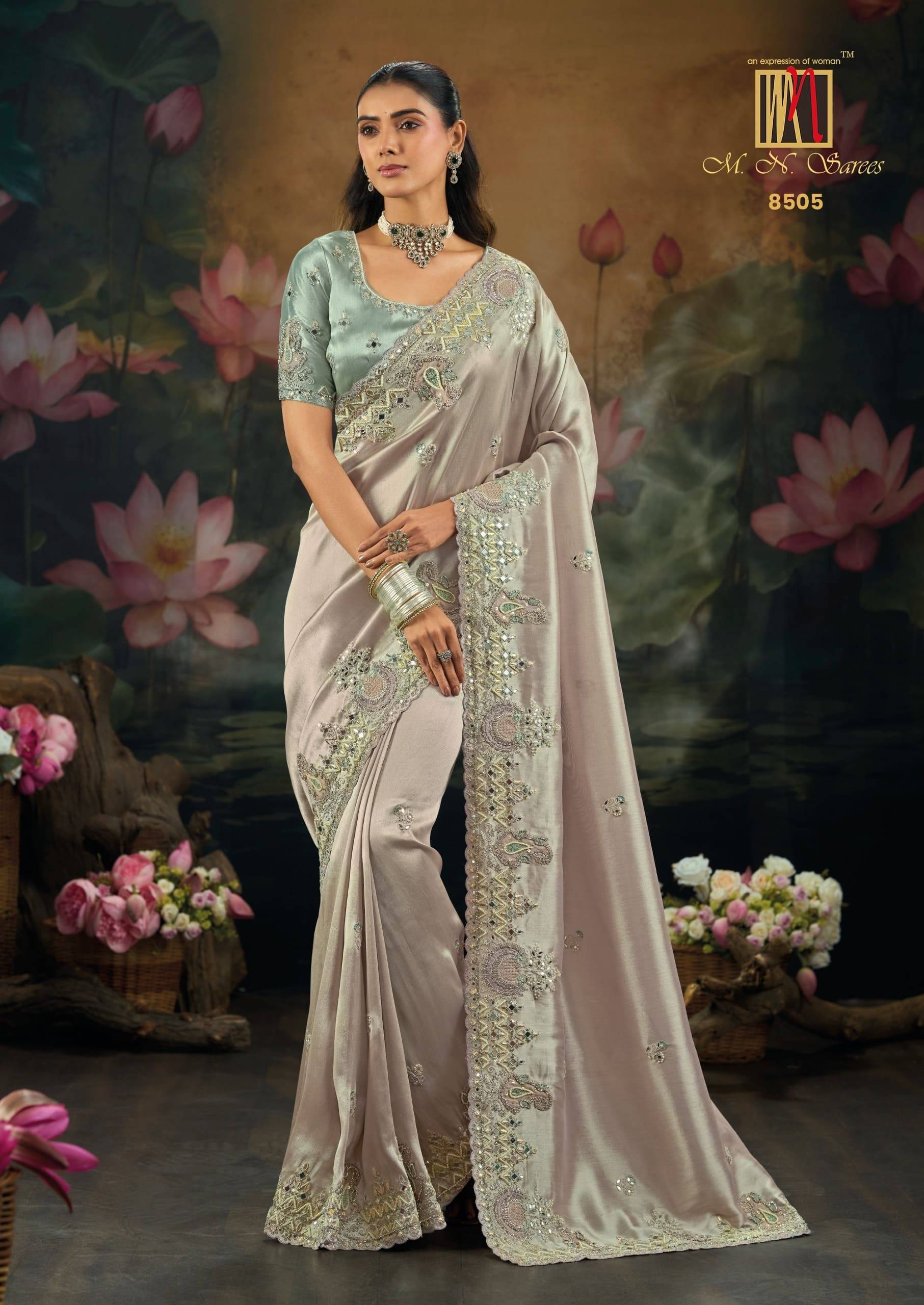8500 SERIES By M.N Saree 8501 To 8508 Series Indian Traditional Wear Collection Beautiful Stylish Fancy Colorful Party Wear & Occasional Wear Silk Sarees At Wholesale Price